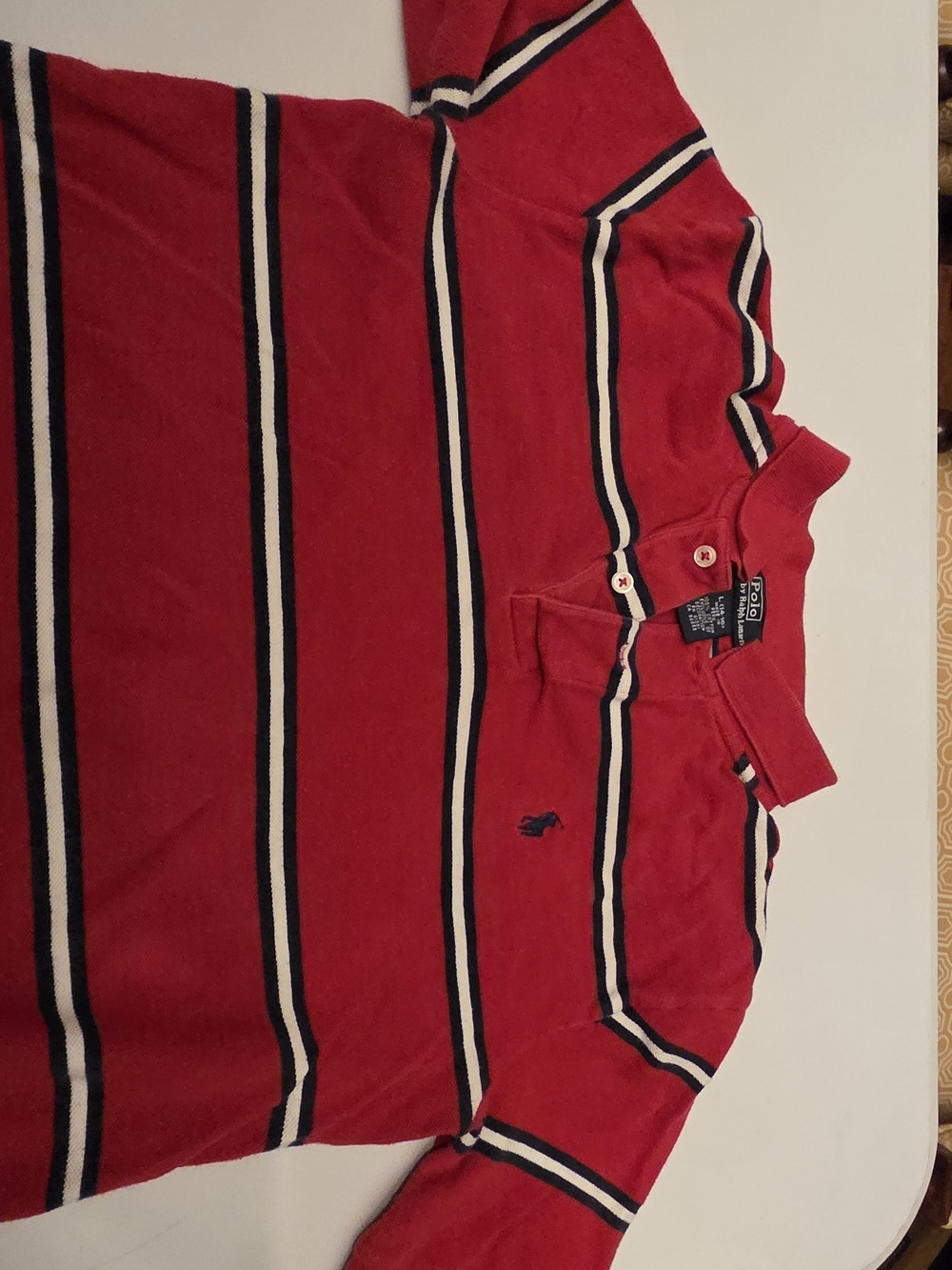 Polo by Ralph Lauren Red Striped Kids Polo with Navy & White Accents